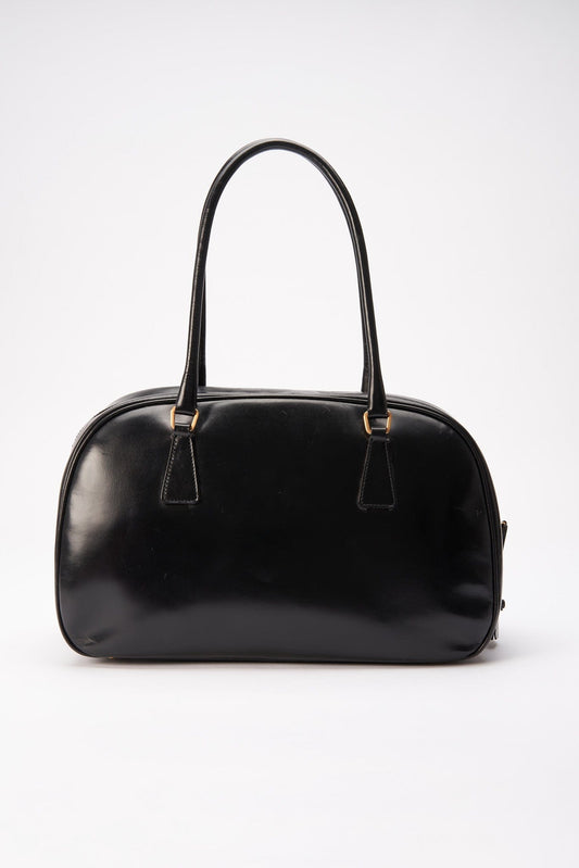 A vintage 90's Prada Black Leather Shoulder Bag