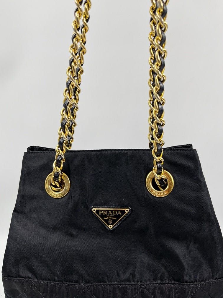 Prada Nylon Tote with Chain Handle