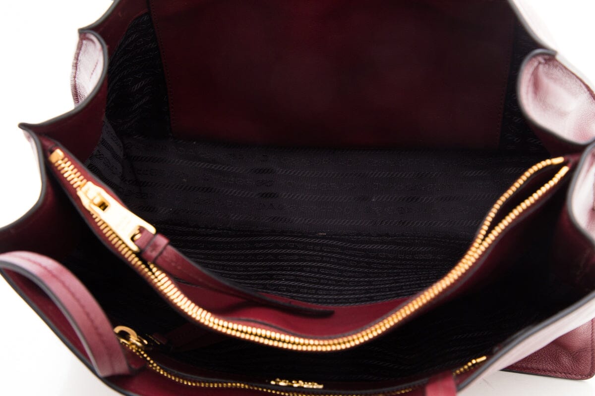 Prada Burgundy Argilla Leather Small Tote