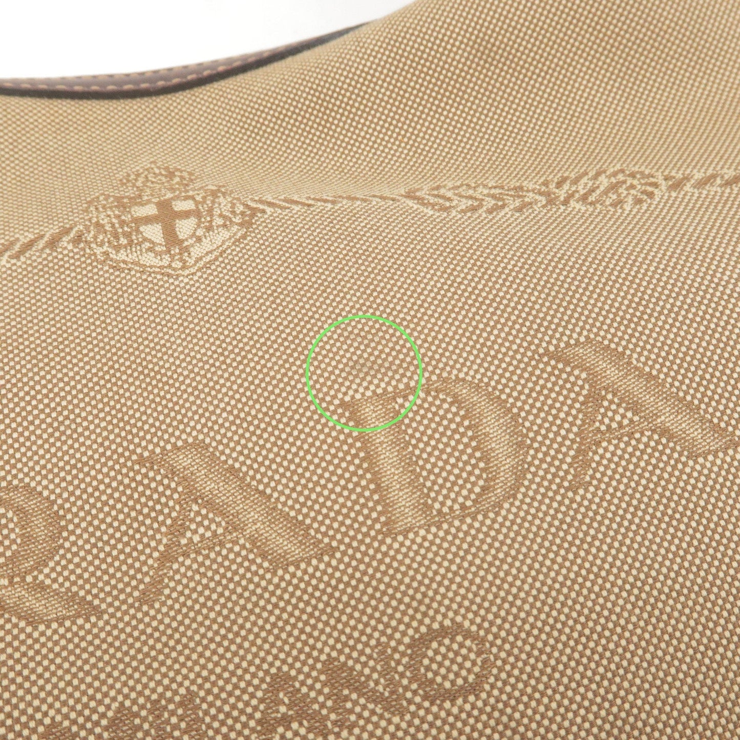 PRADA Logo Jacquard Leather Shoulder Bag Beige Brown