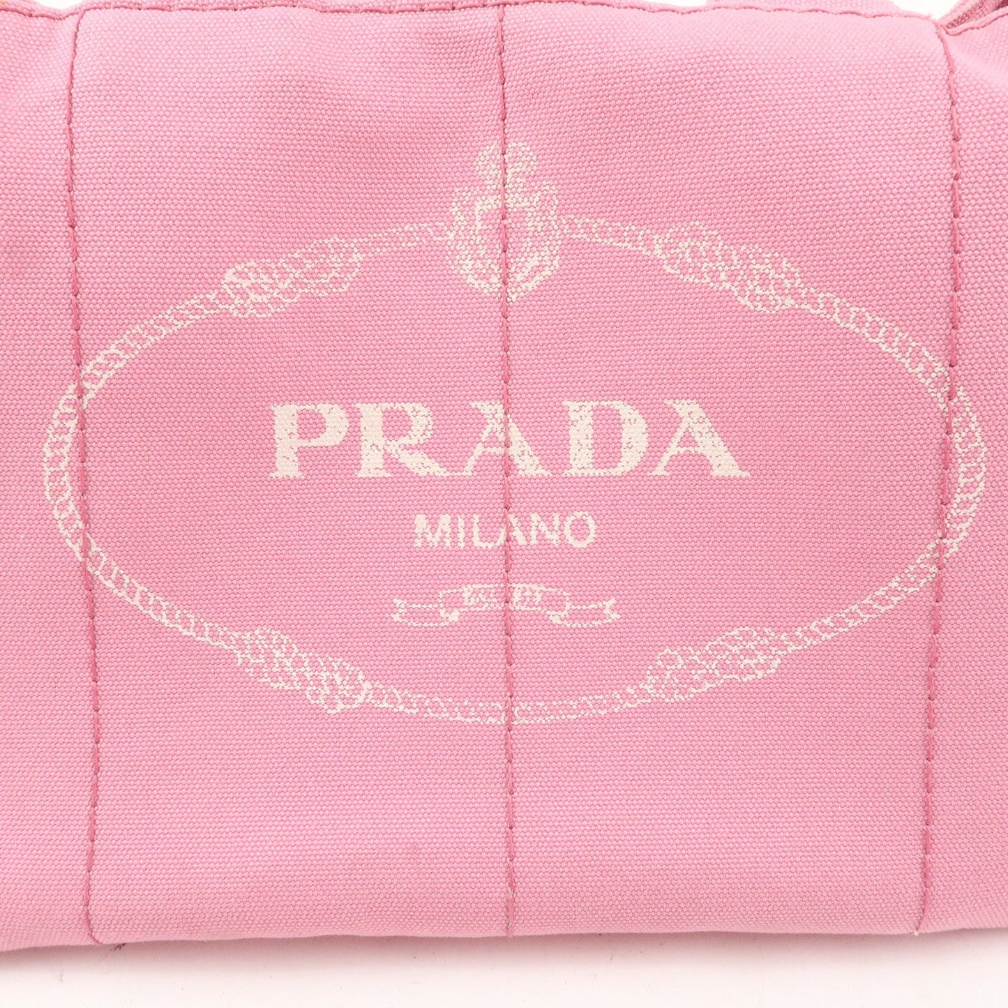 PRADA Logo Canvas Canapa Tote Bag Shoulder Bag Pink