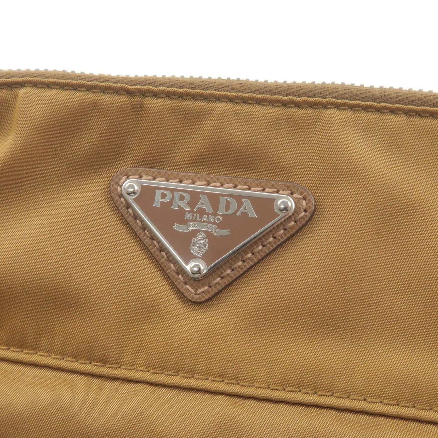 PRADA Logo Nylon Leather Shoulder Bag Crossbody Bag Brown