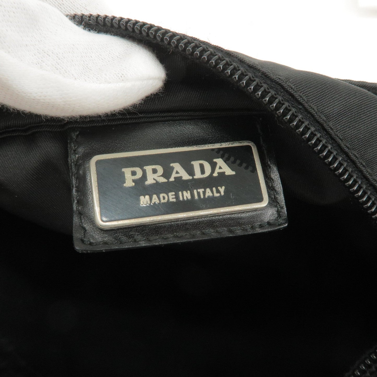 PRADA Logo Nylon Leather Shoulder Bag Crossbody Bag Black