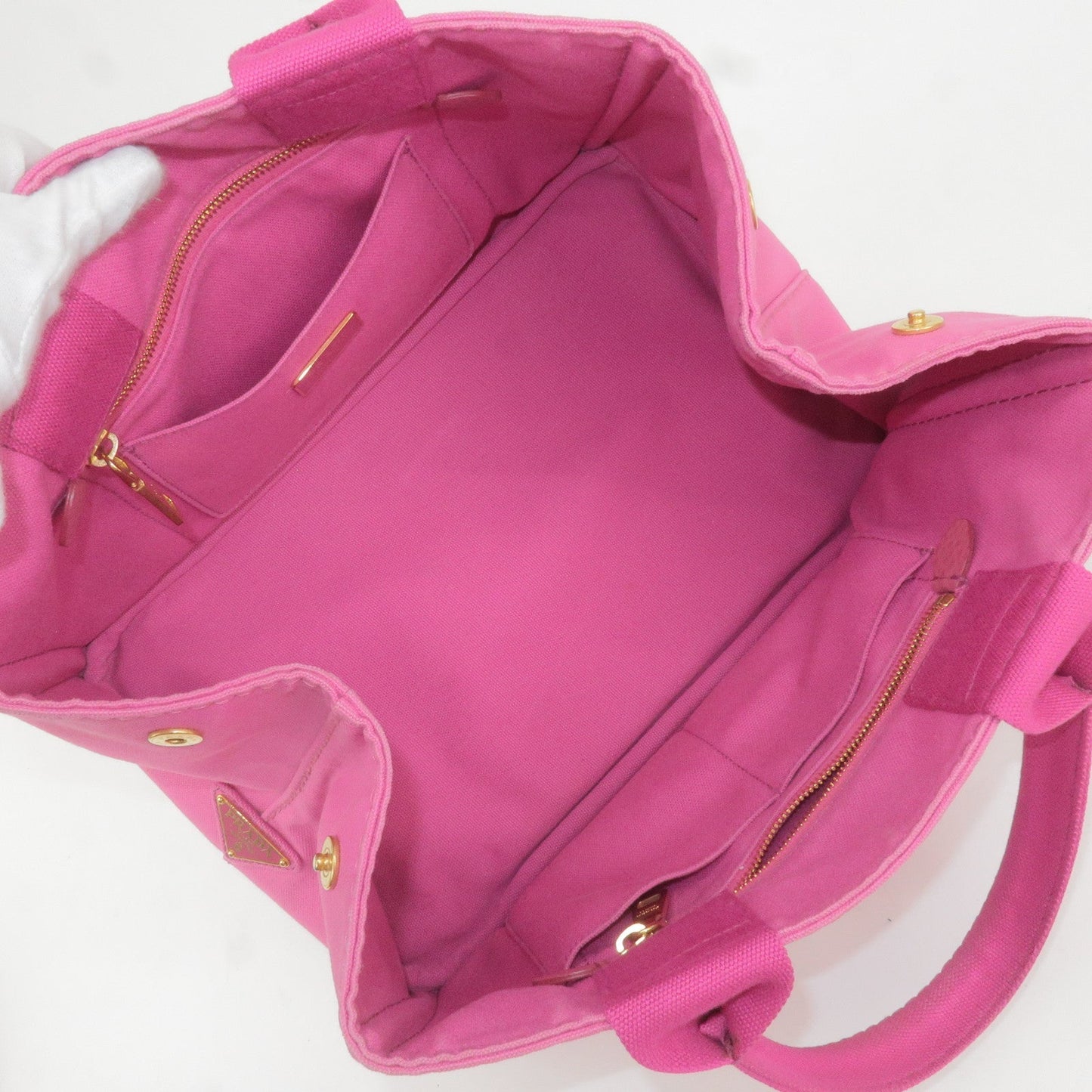 PRADA Canapa Canvas Tote Bag Hand Bag Pink BN1877