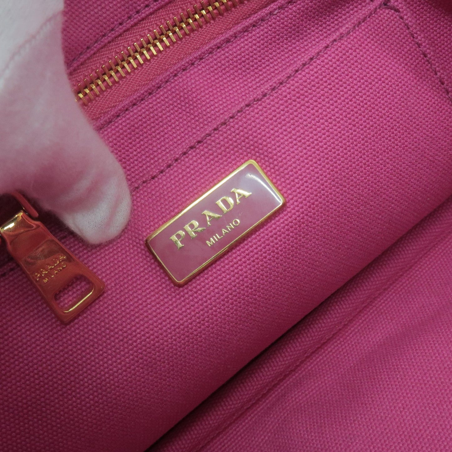 PRADA Canapa Mini Canvas Tote Bag Pink BN2439