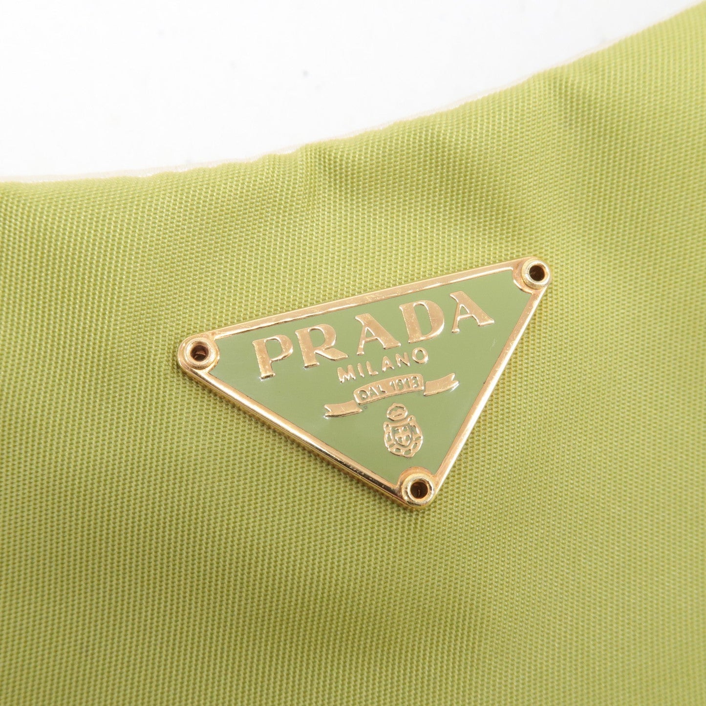 PRADA Logo Nylon Leather Chain Shoulder Bag Light Green BR0104