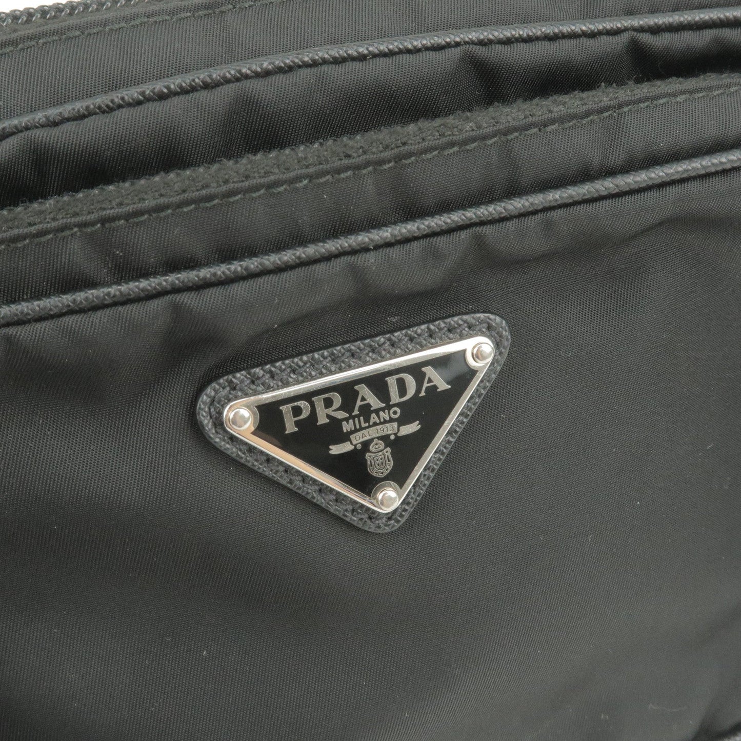 PRADA Logo Nylon Leather Waist Bag Belt Bag NERO Black BL010