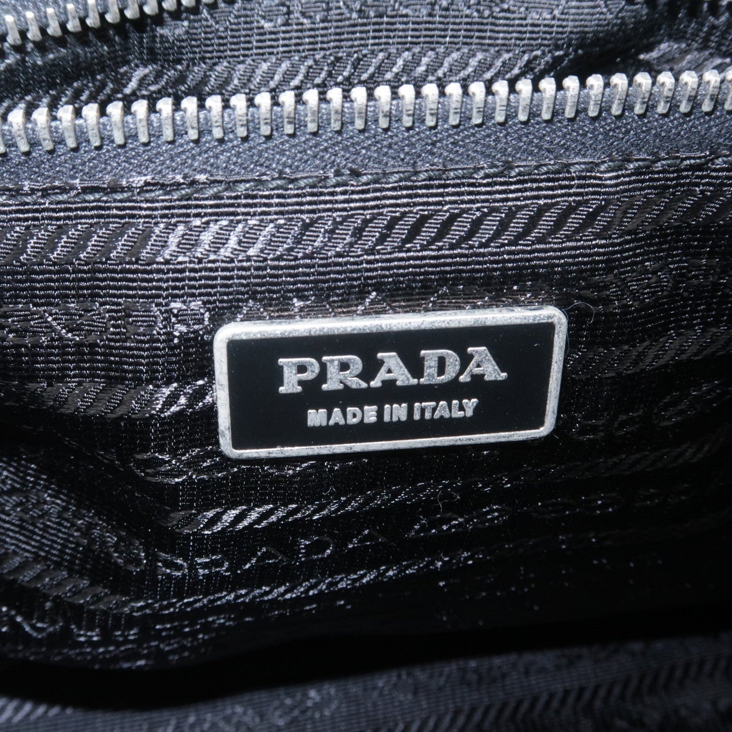 PRADA Logo Nylon Leather Ribbon Tote Bag Black NERO BN1601