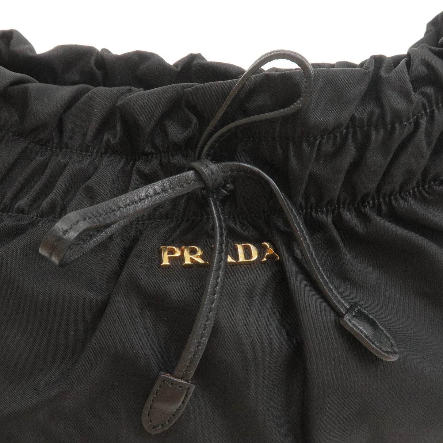 PRADA Nylon Leather Ribbon Shoulder Bag Hand Bag Black BR4237