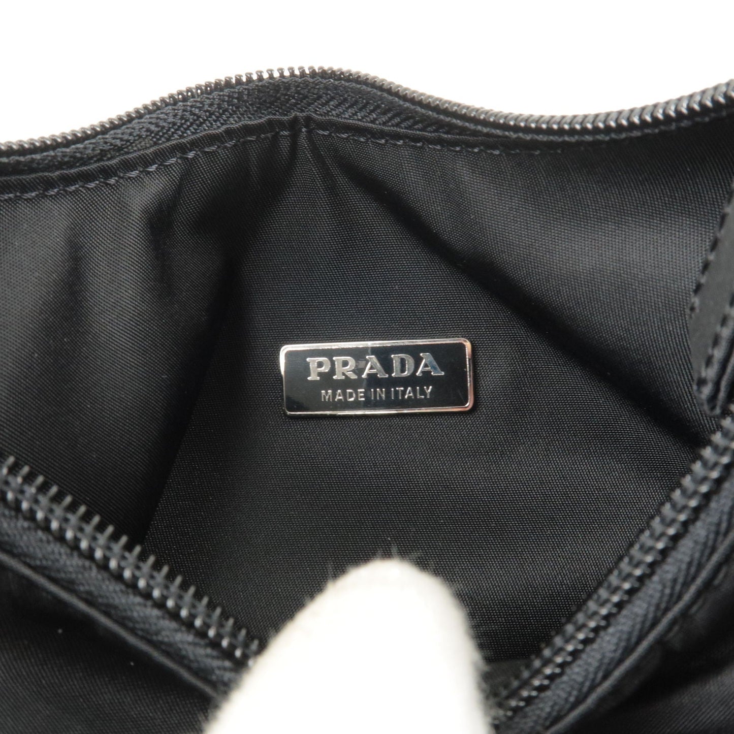 PRADA Logo Nylon Hand Bag Mini Bag NERO Black MV519