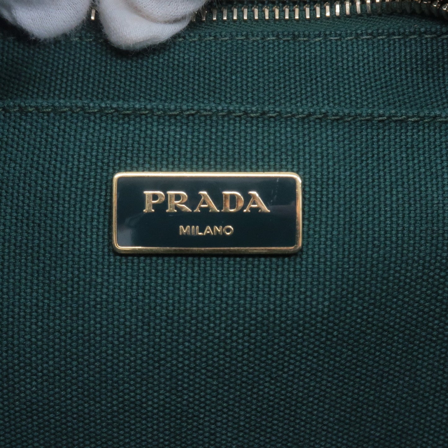 PRADA Canapa Canvas Tote Bag Green BN2642