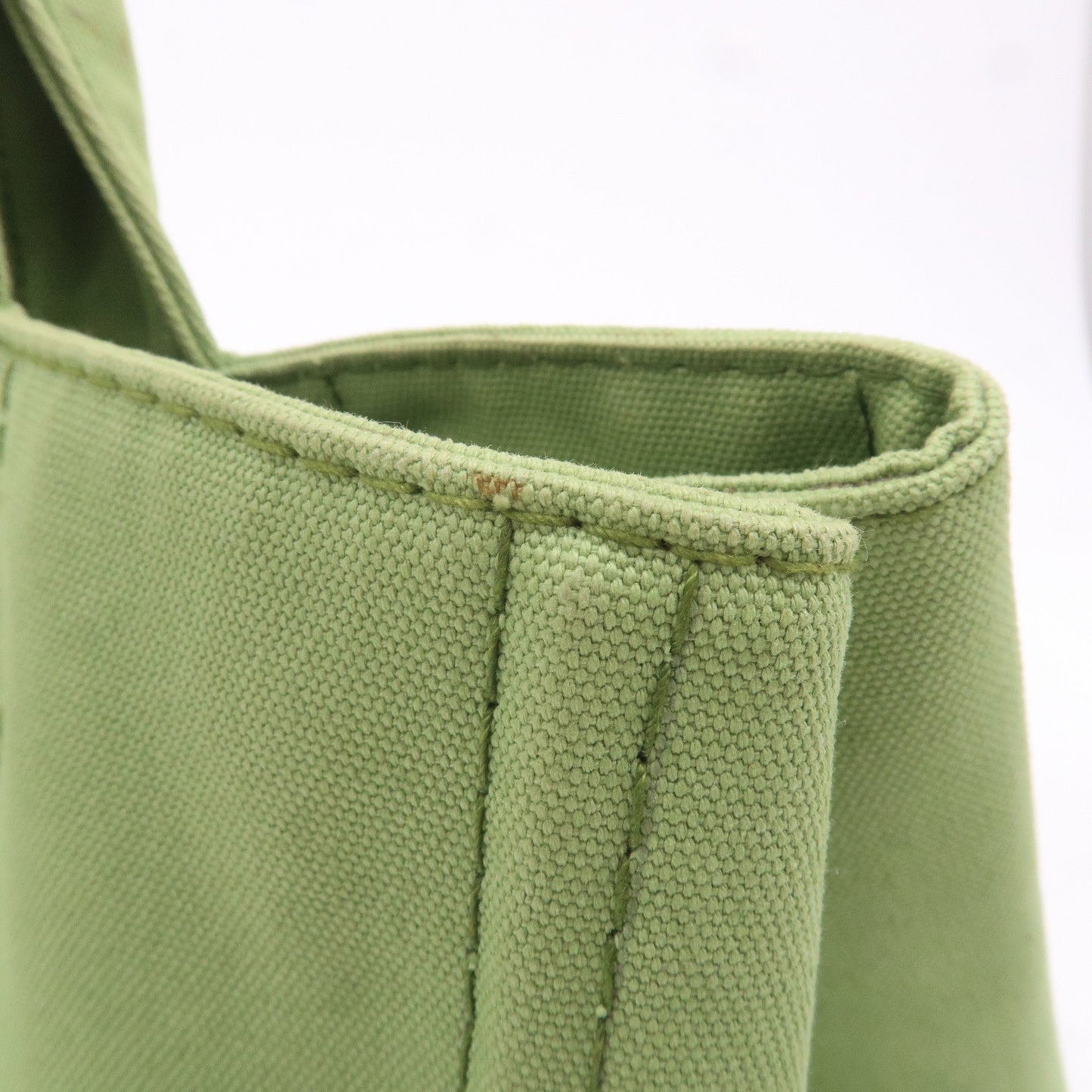 PRADA Canapa Canvas Tote Bag Hand Bag Green B1877B