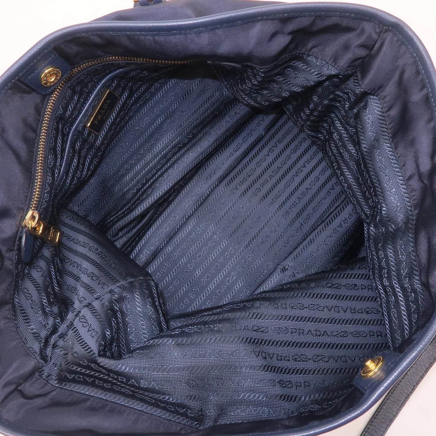 PRADA Nylon Leather Tote Bag Shoulder Bag Navy 1BG401