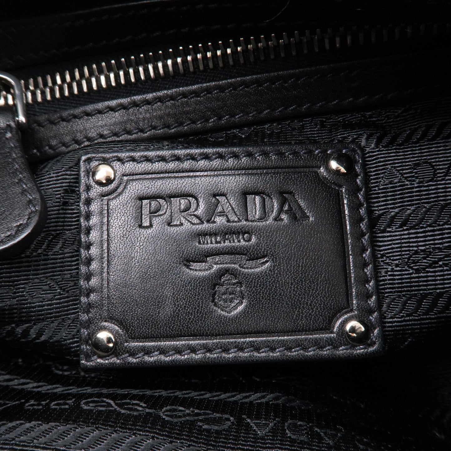 PRADA Leather Shoulder Bag Black with Charm