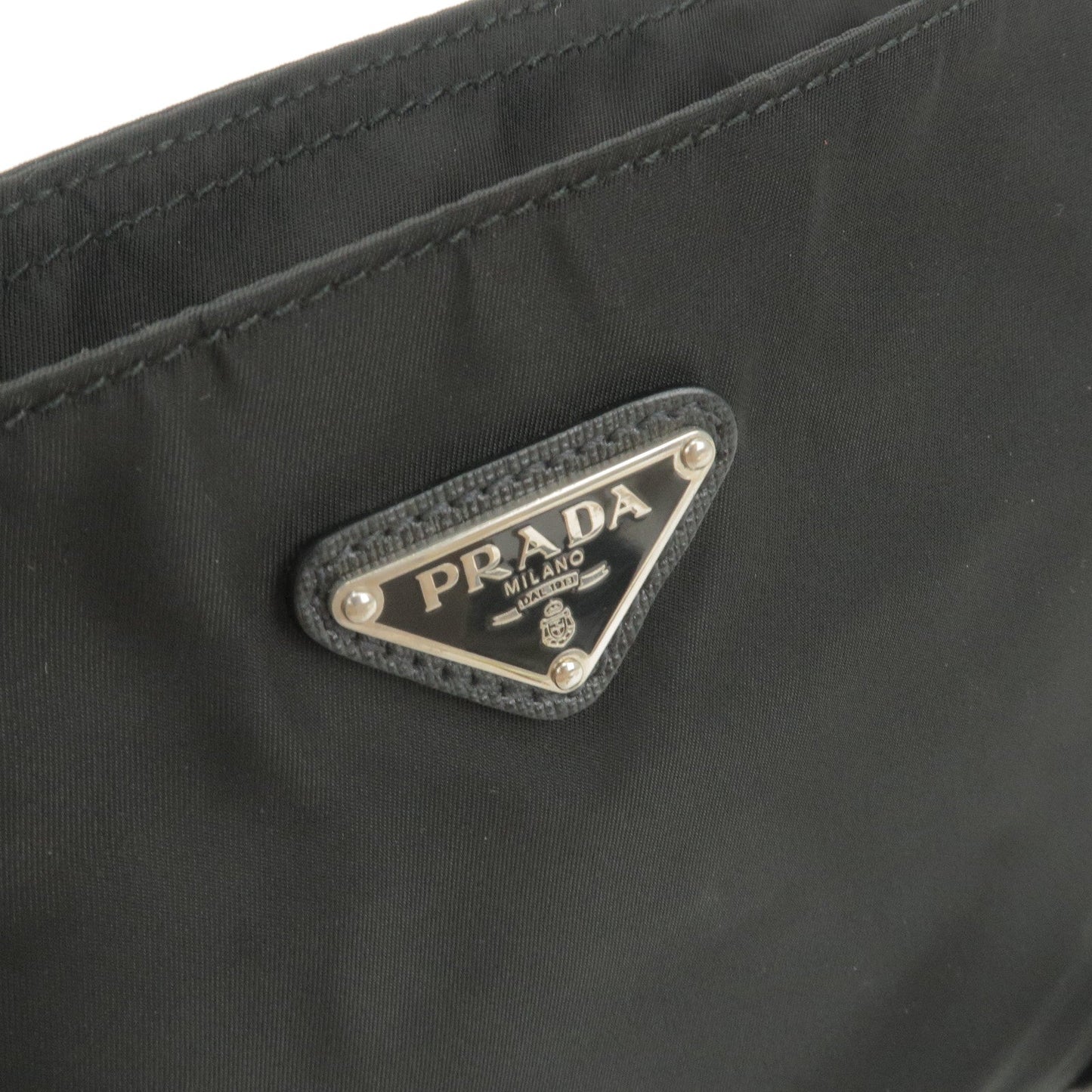 PRADA Logo Nylon Leather Shoulder Bag NERO Black VA0338