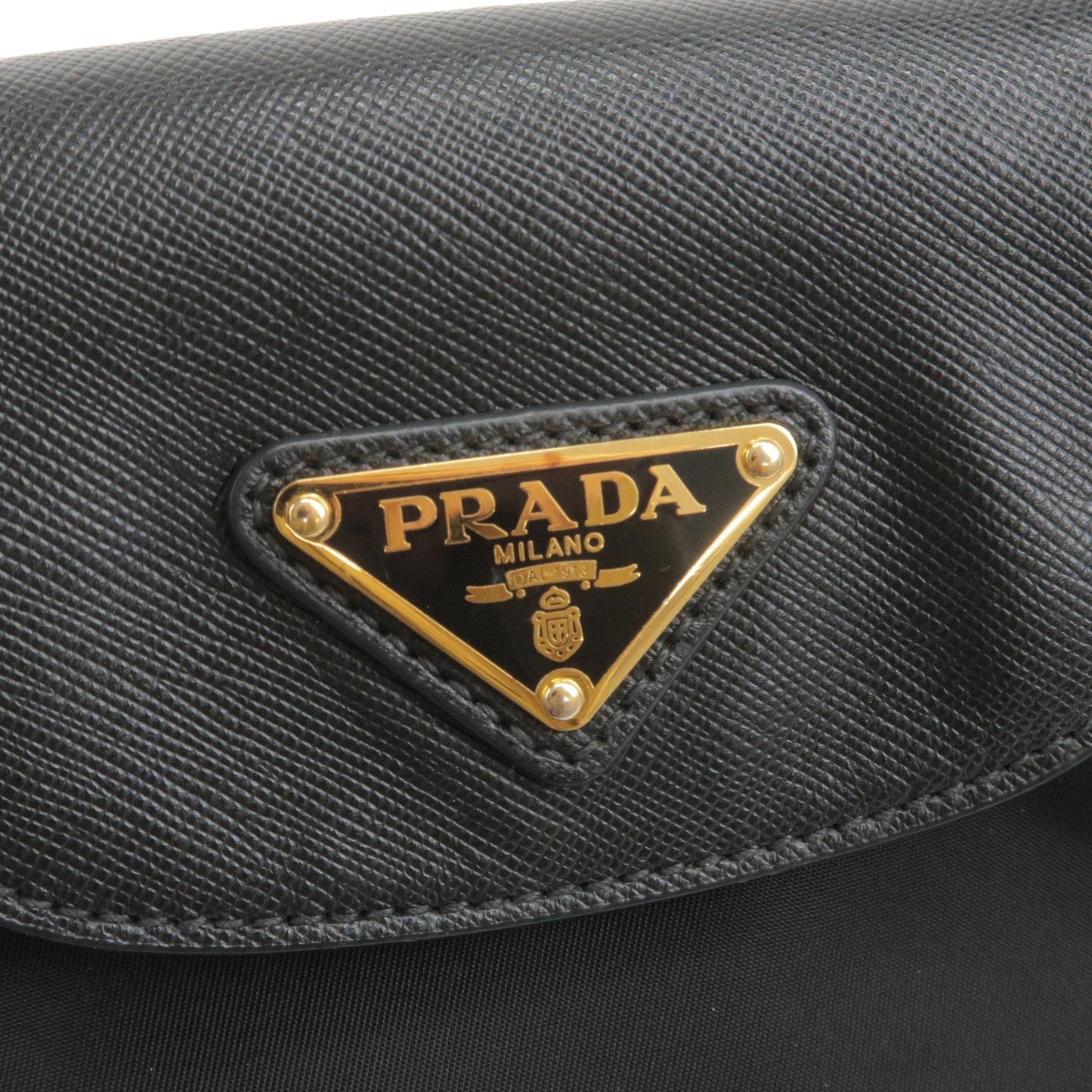 PRADA Logo Nylon Leather 2Way Bag Hand Bag NERO Black BN2106