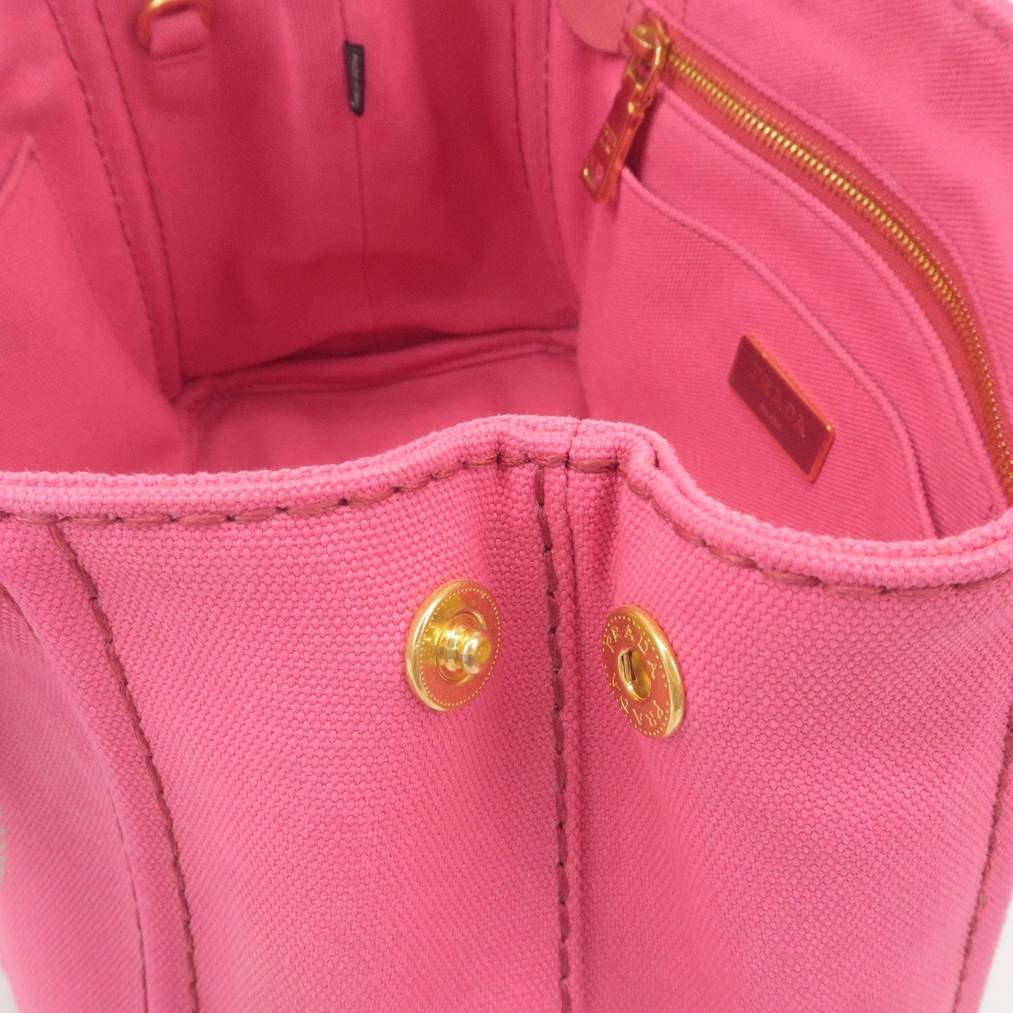 PRADA Logo Canapa Mini Canvas 2Way Tote Bag Pink 1BG439