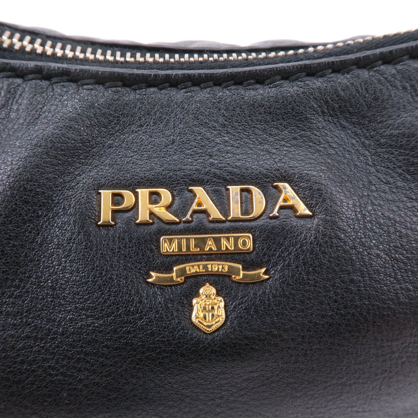 PRADA Soft Calf Leather Shoulder Bag Black BR4690