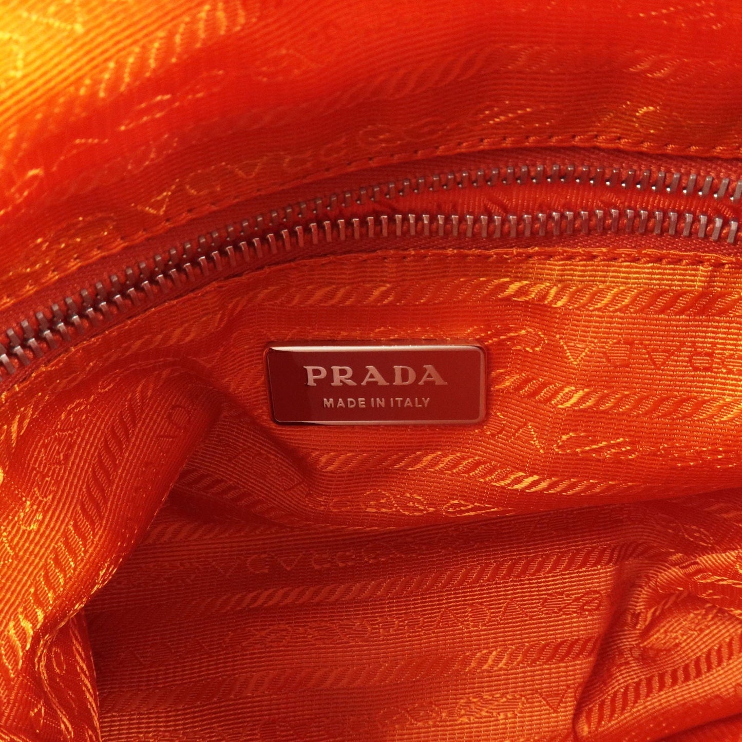 PRADA Logo Nylon Leather Shoulder Bag Orange B8994