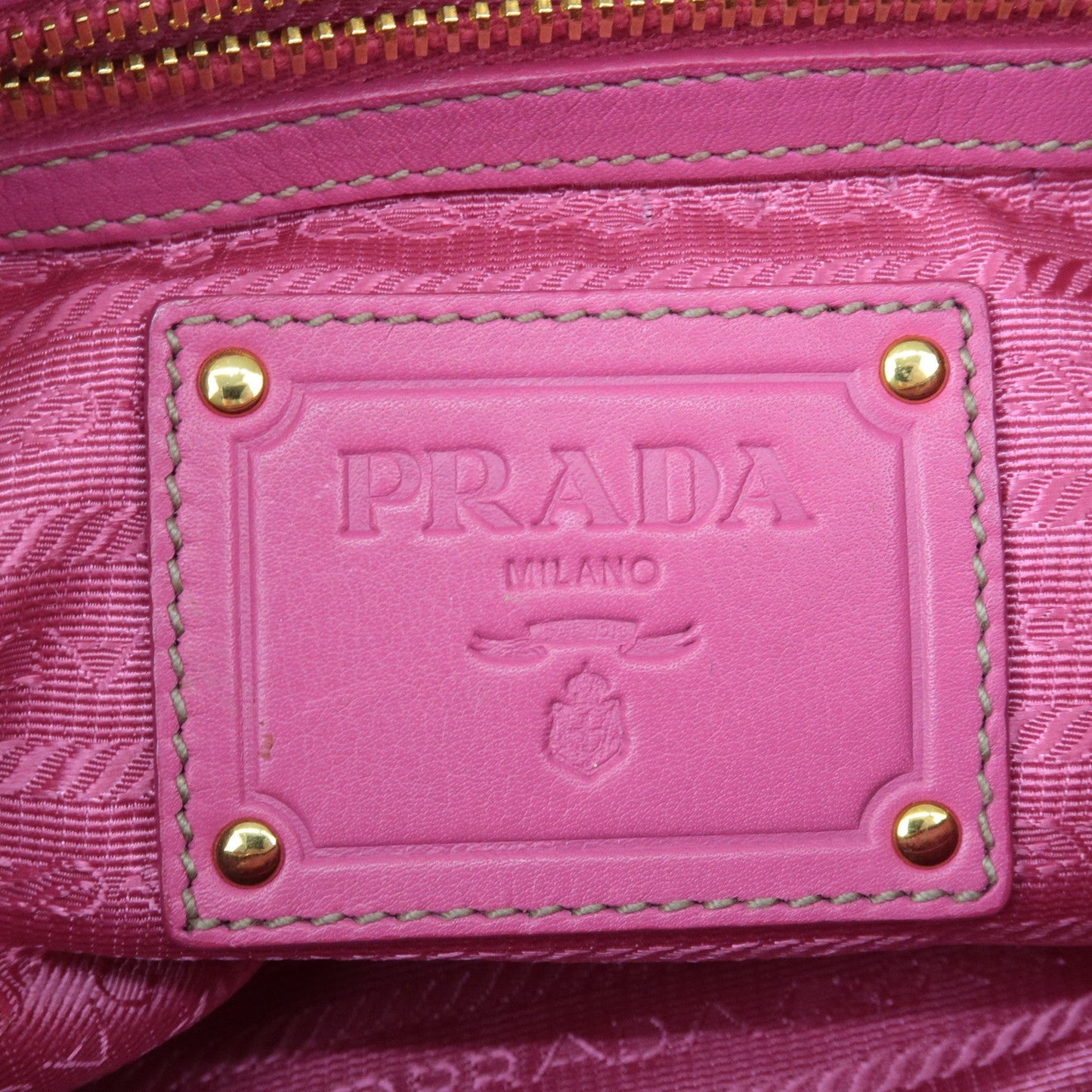 PRADA Leather Shoulder Bag Hand Bag Pink Gold BR3795