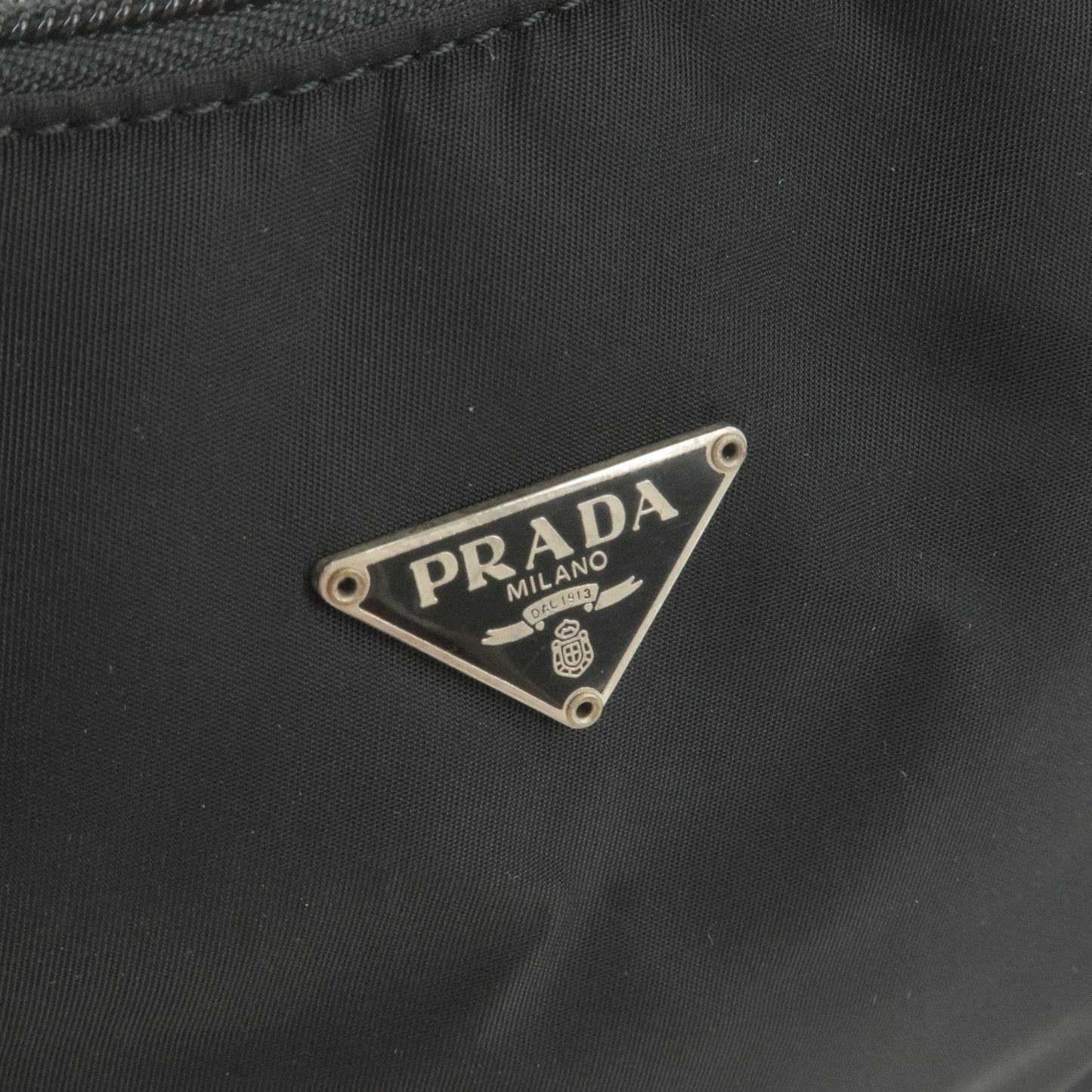 PRADA Logo Nylon Pouch Hand Bag Purse NERO Black