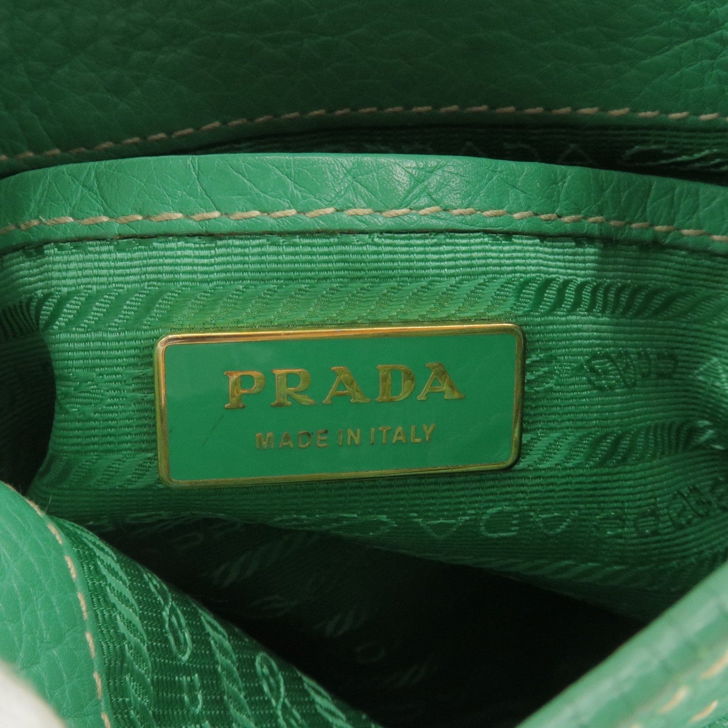 PRADA Logo Leather Shoulder Bag Crossbody Bag Green