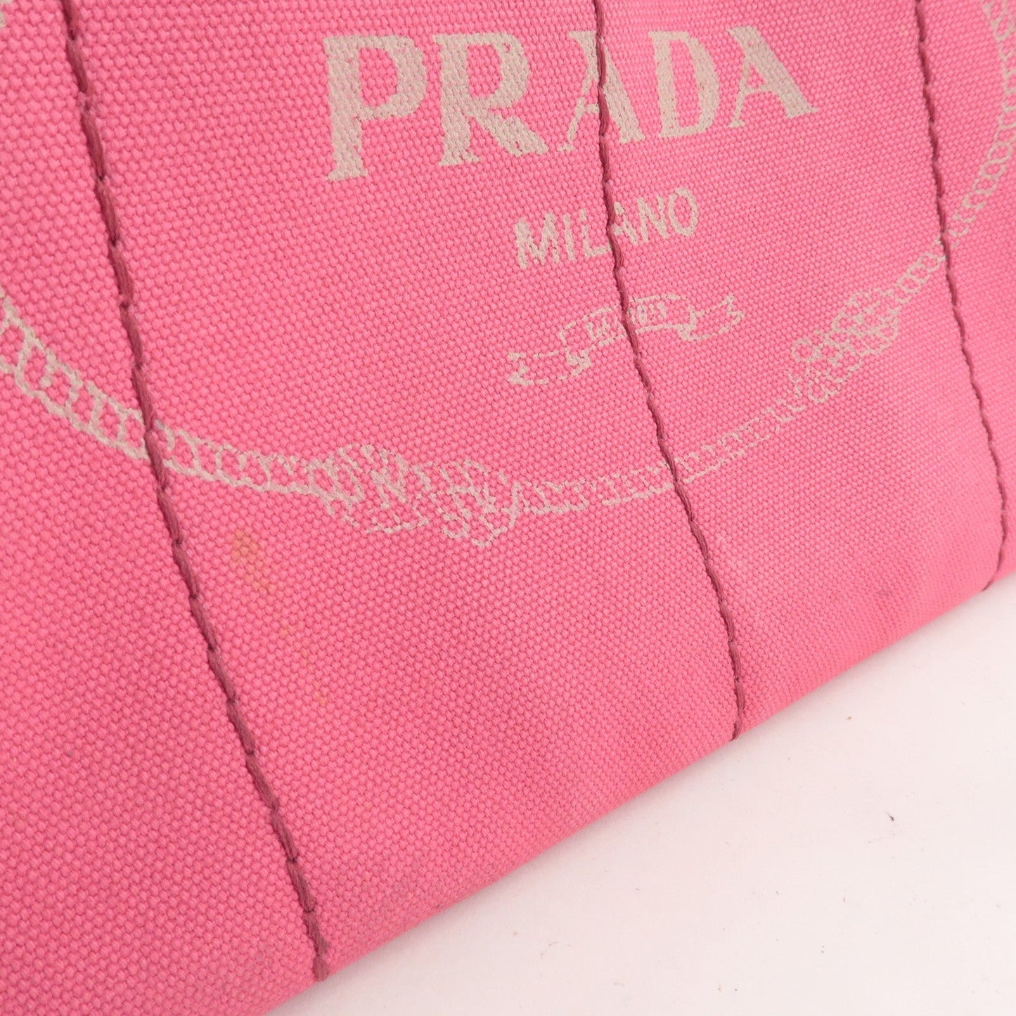 PRADA Logo Canapa Mini Canvas 2Way Tote Bag Pink 1BG439