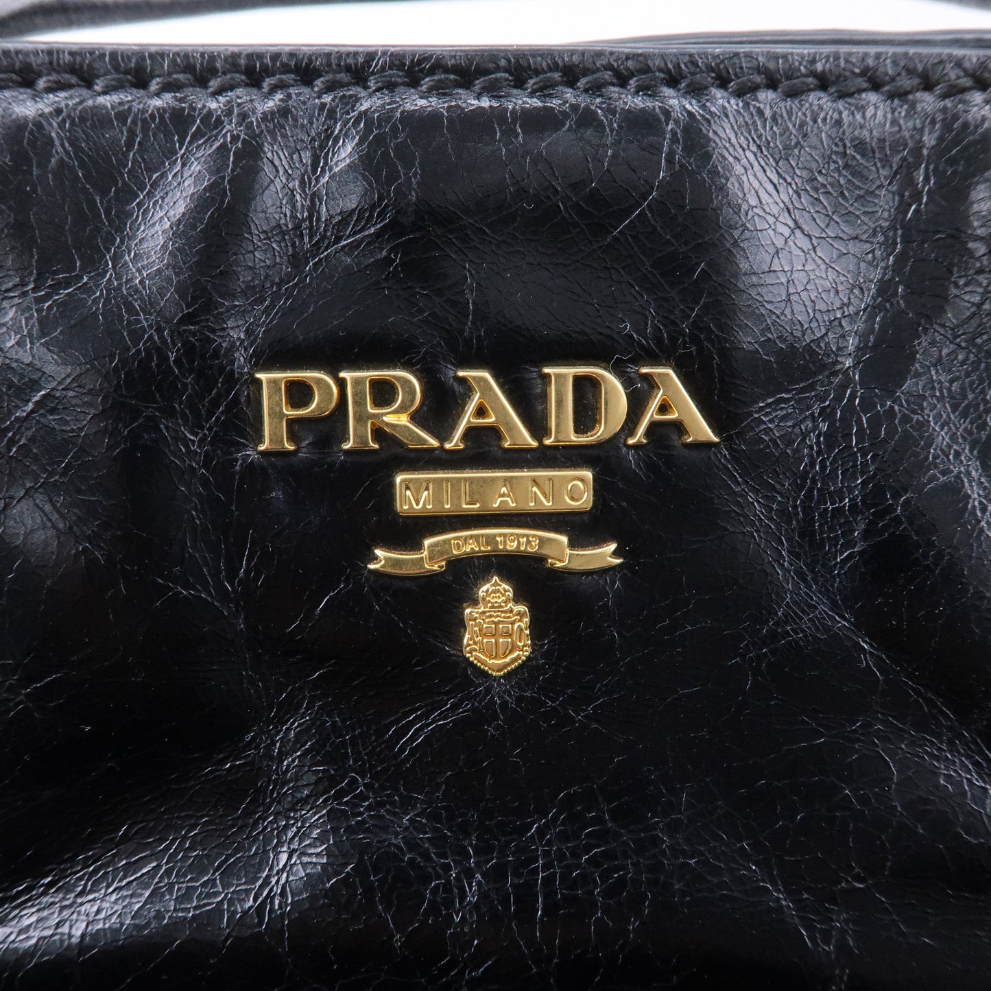 PRADA Leather 2WAY Bag Shoulder Bag Hand Bag Black BN2151