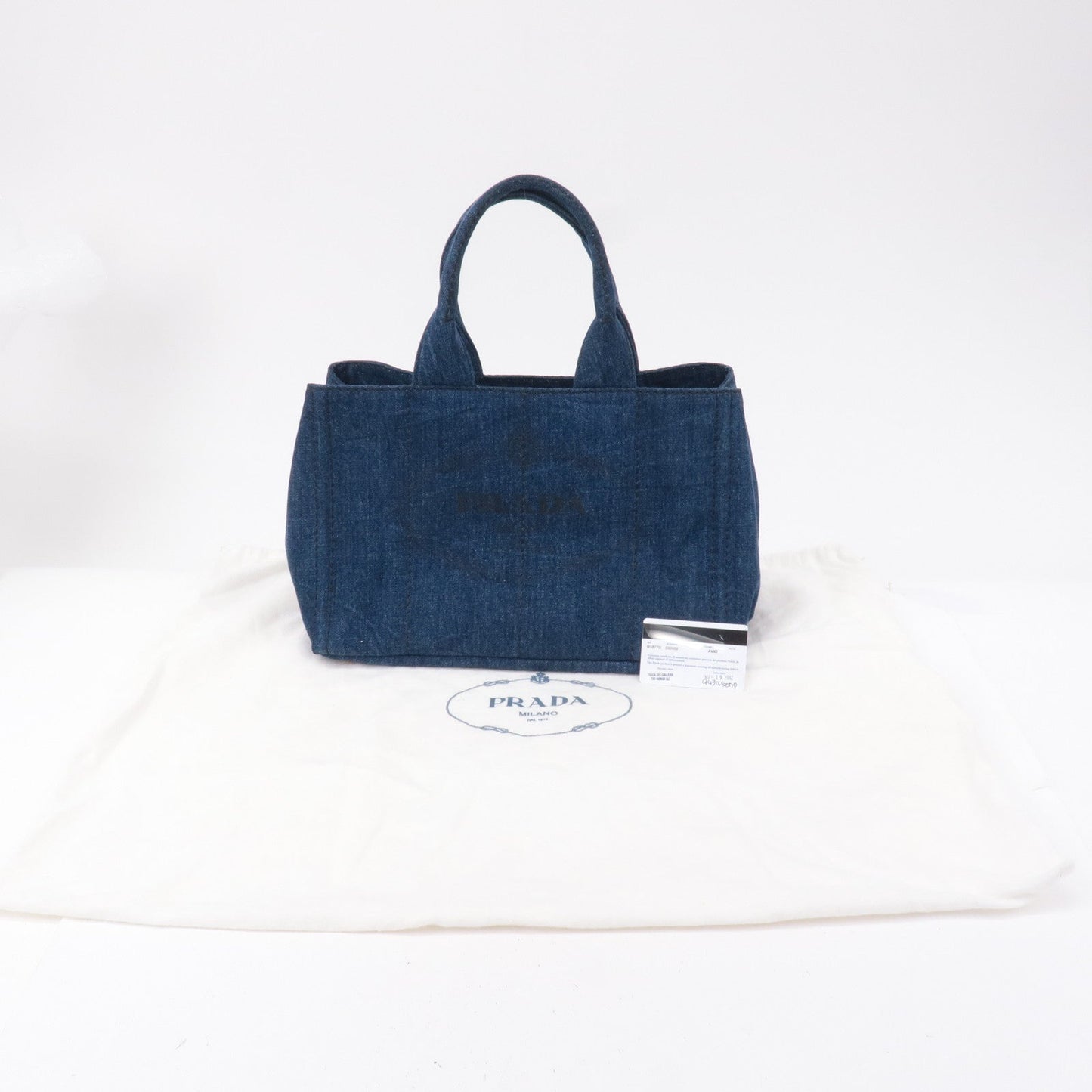 PRADA Canapa Denim Tote Bag Hand Bag Denim Blue B1877B