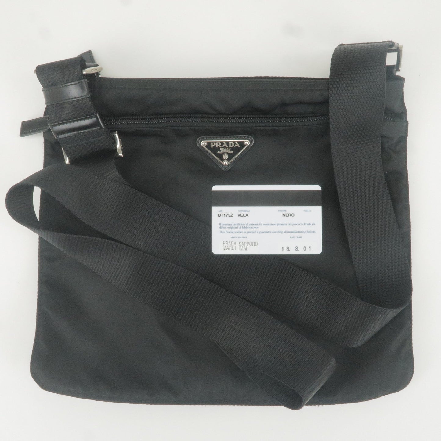 PRADA Logo Nylon Leather Shoulder Bag NERO Black 1BC137