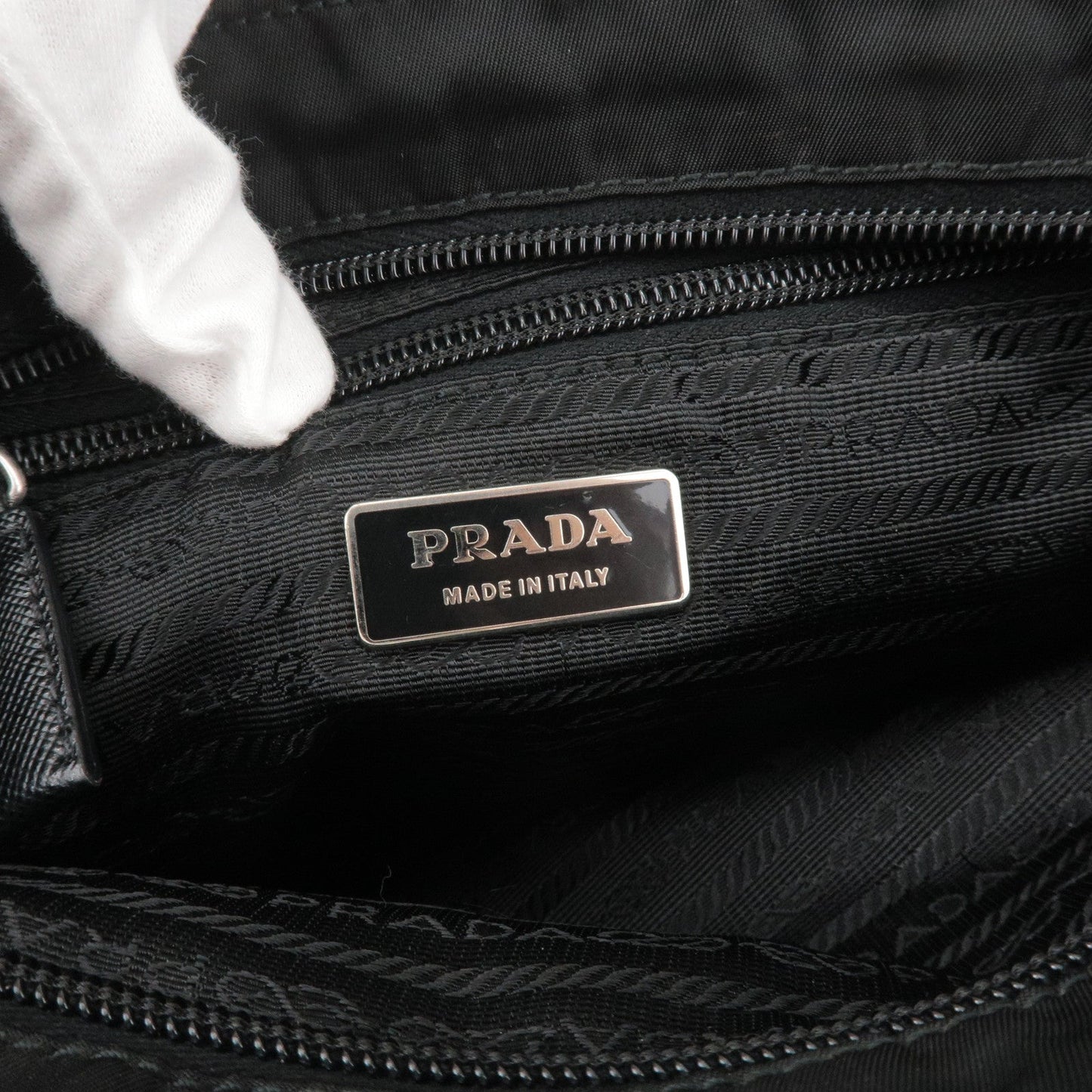 PRADA Nylon Leather Shoulder Bag Cross Body Bag Black