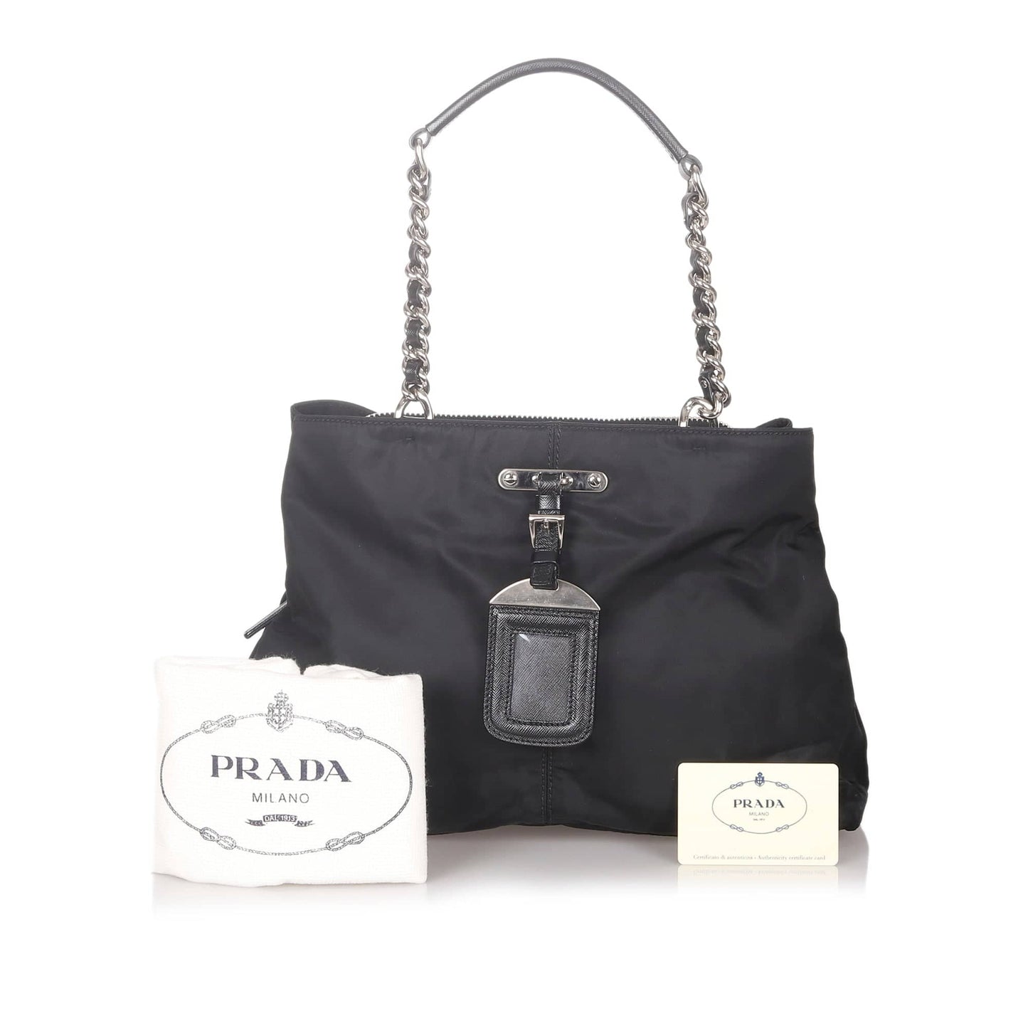 Prada Tessuto Chain Shoulder Bag Black