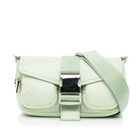 Prada Tessuto Crossbody Bag Light Green Leather