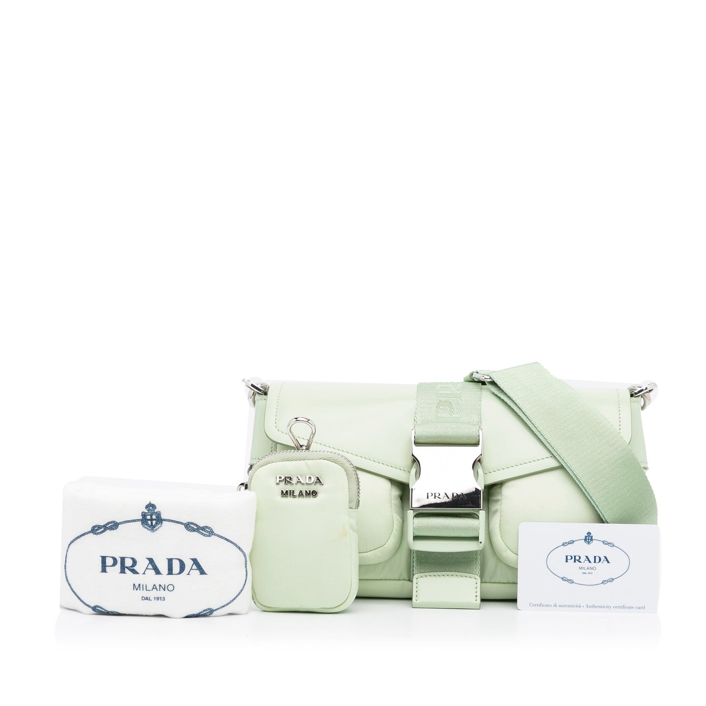 Prada Tessuto Crossbody Bag Light Green Leather