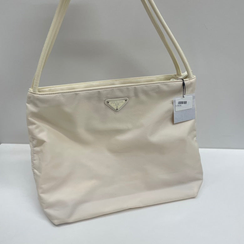 Prada Nylon Creamy White Tessuto City Tote Bag