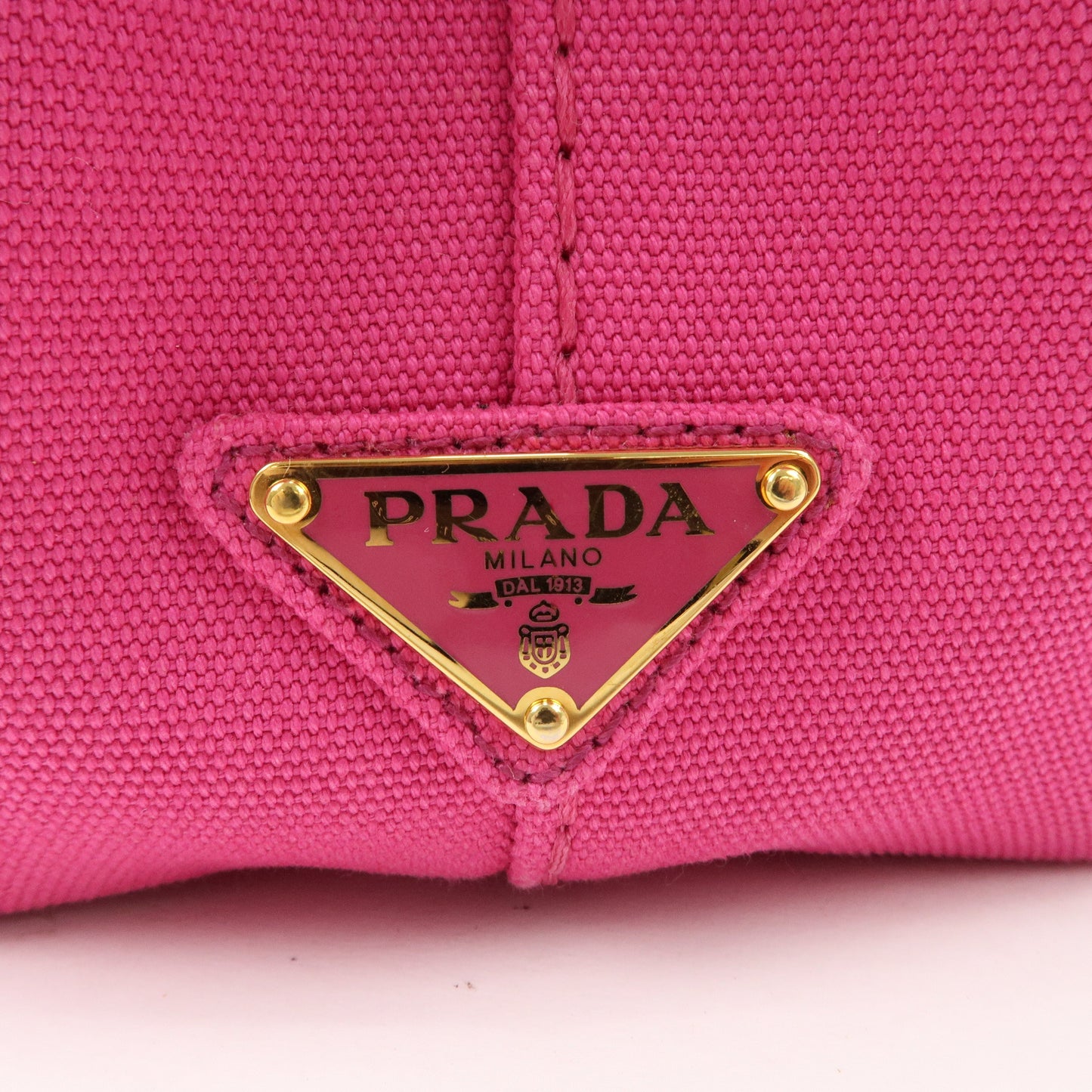 PRADA Logo Canapa Mini Canvas 2Way Tote Bag Pink 1BG439