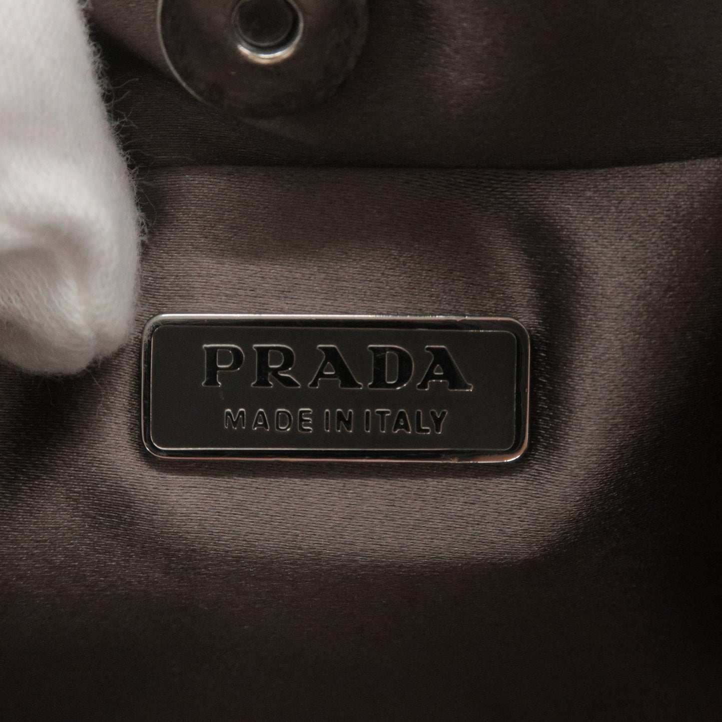 PRADA Logo Nylon Enamel Shoulder Bag Purse Hand Bag Black