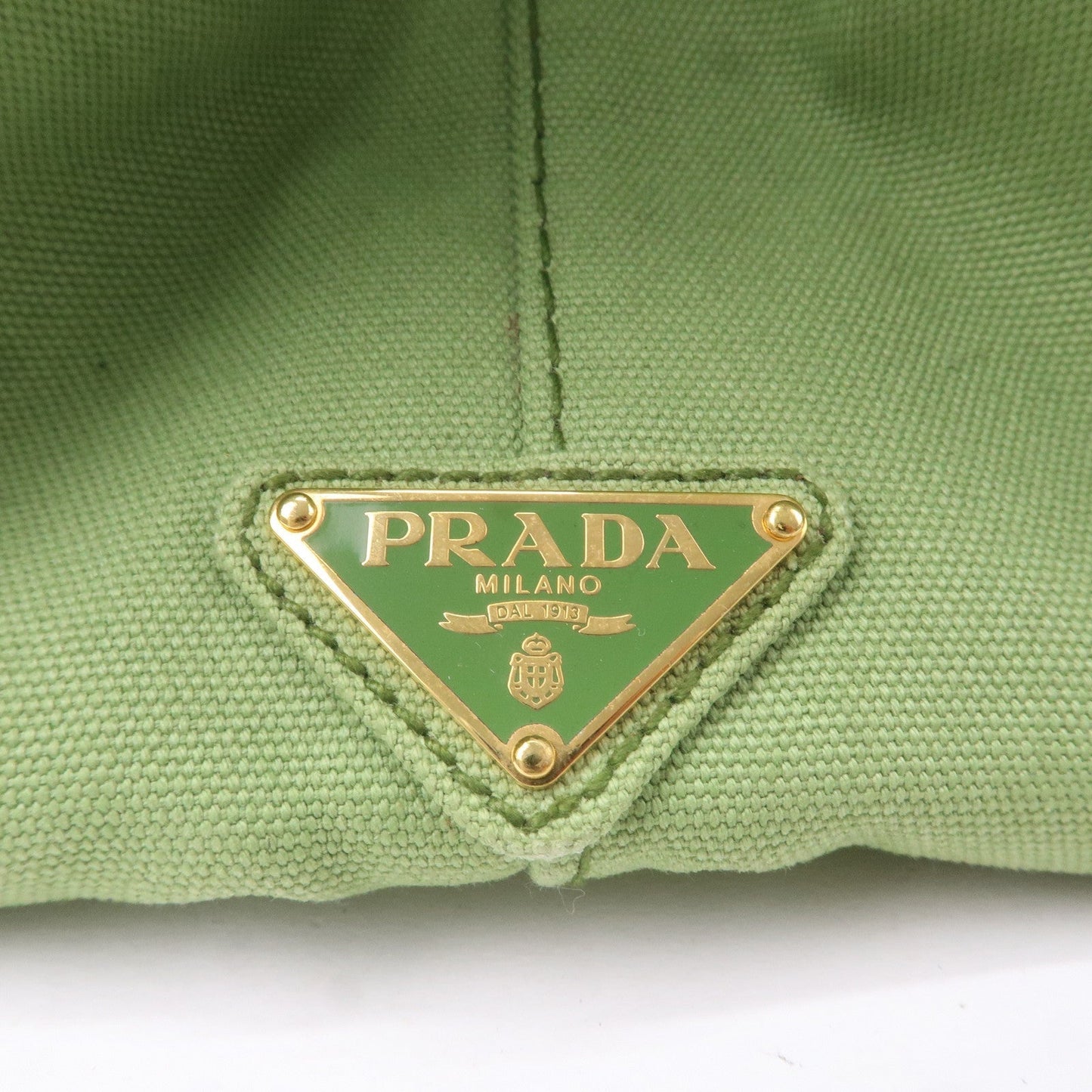 PRADA Canapa Canvas Tote Bag Hand Bag Green B1877B