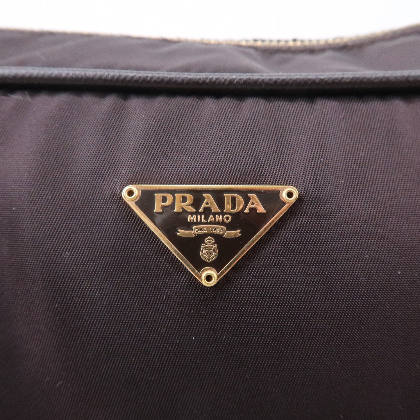 PRADA Nylon Leather Hand Bag Shoulder Bag Brown BL0106