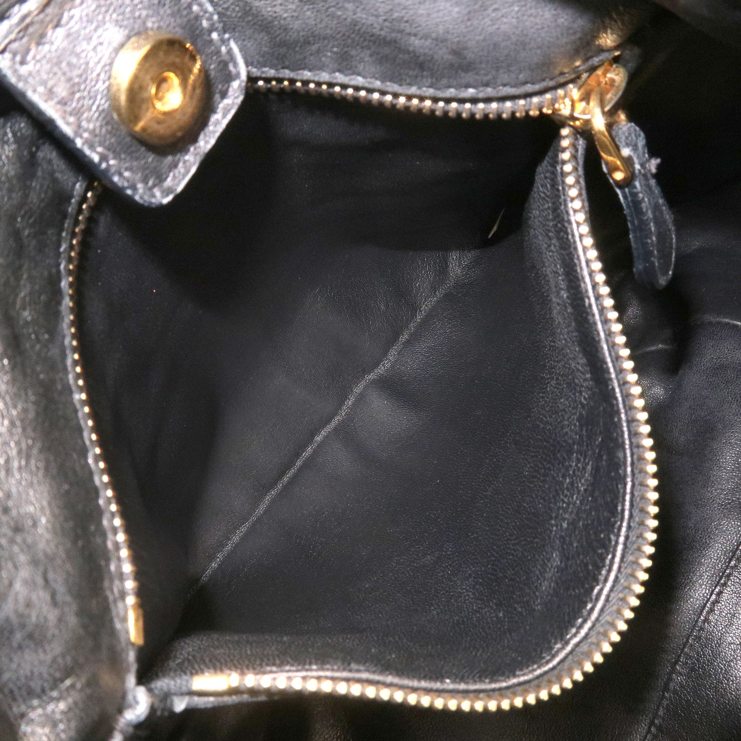 PRADA Leather Shoulder Bag Hand Bag Black