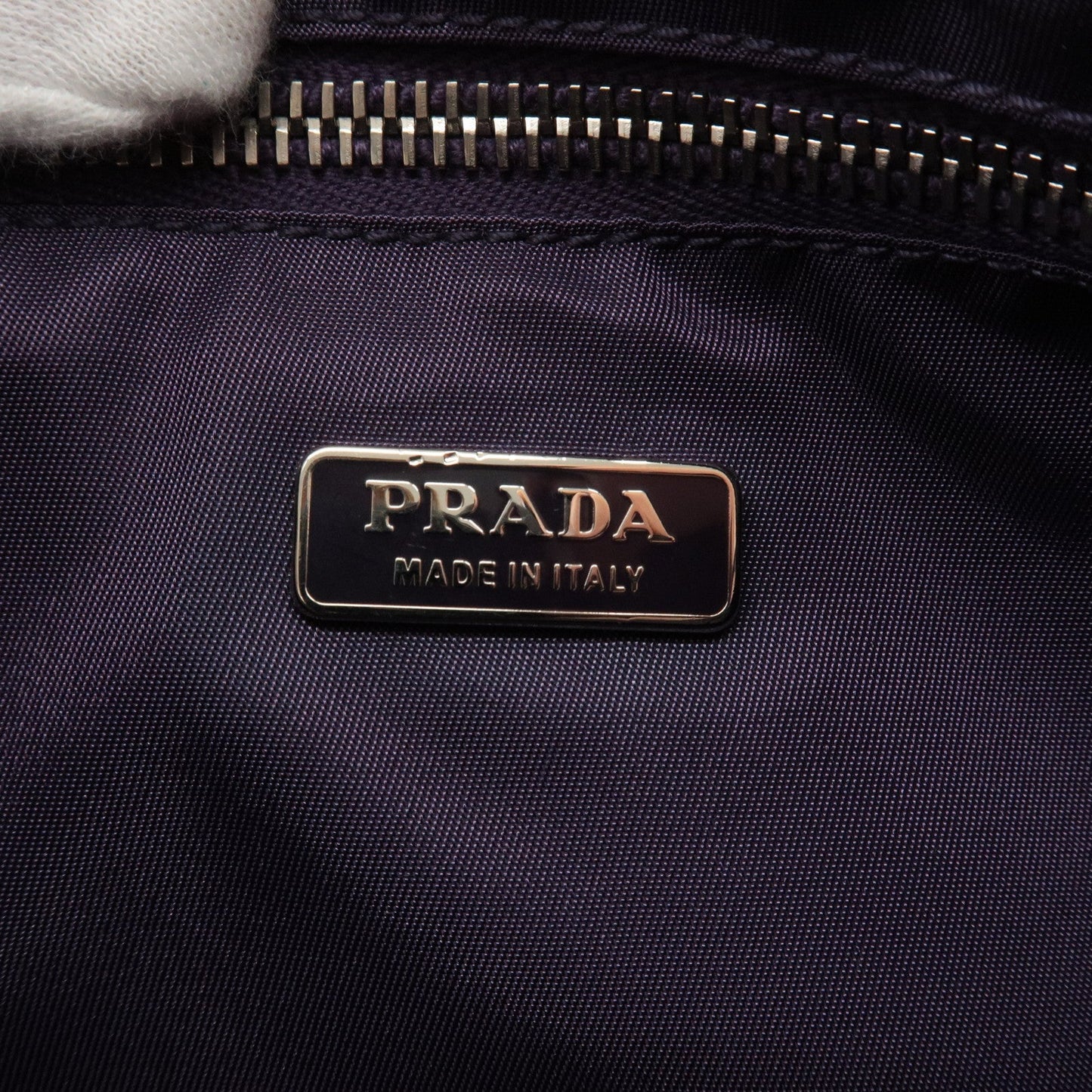 PRADA Logo Nylon Hand Bag Purse Cosmetic Pouch Purple MV633