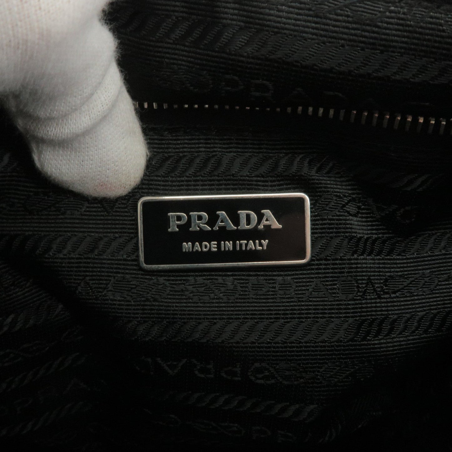 PRADA Logo Nylon Leather Shoulder Bag NERO Black