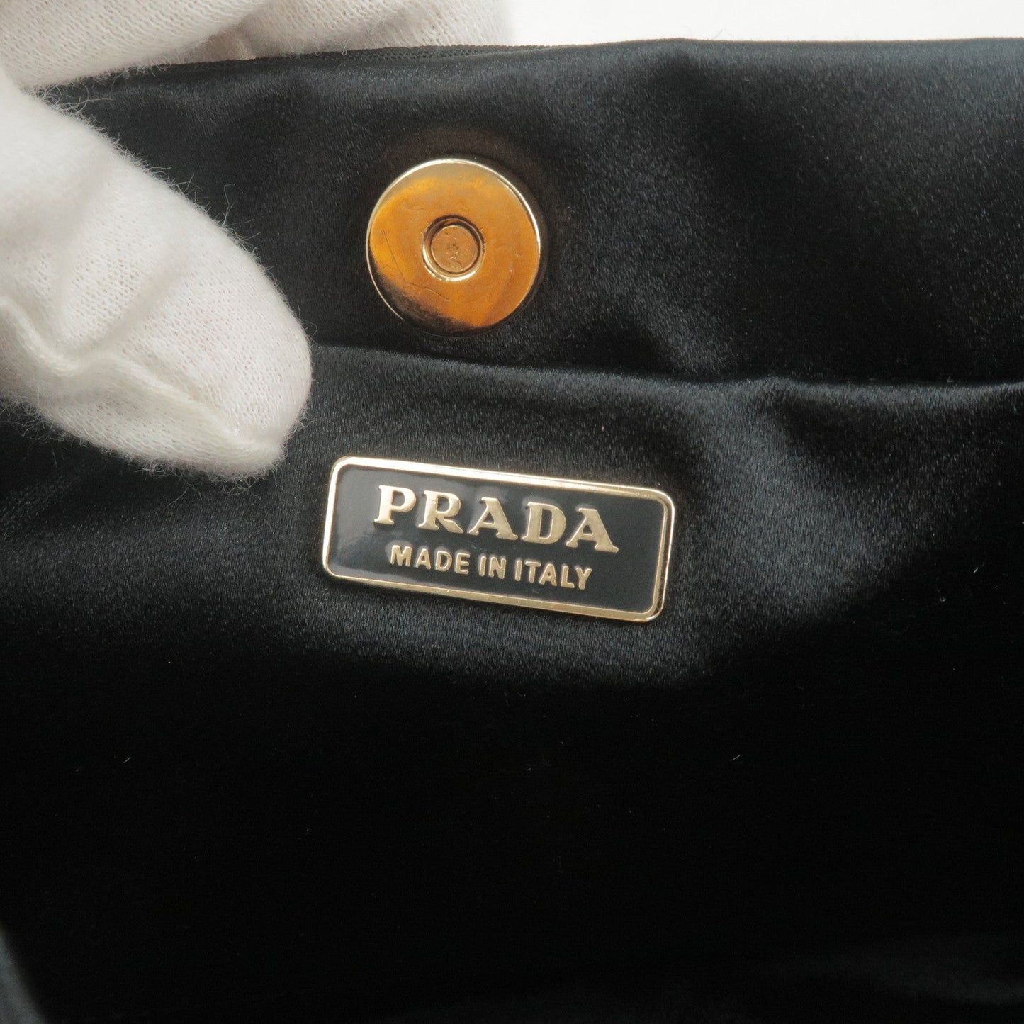 PRADA Nylon Chain Shoulder Bag Rose Gold NERO Black 1BB903