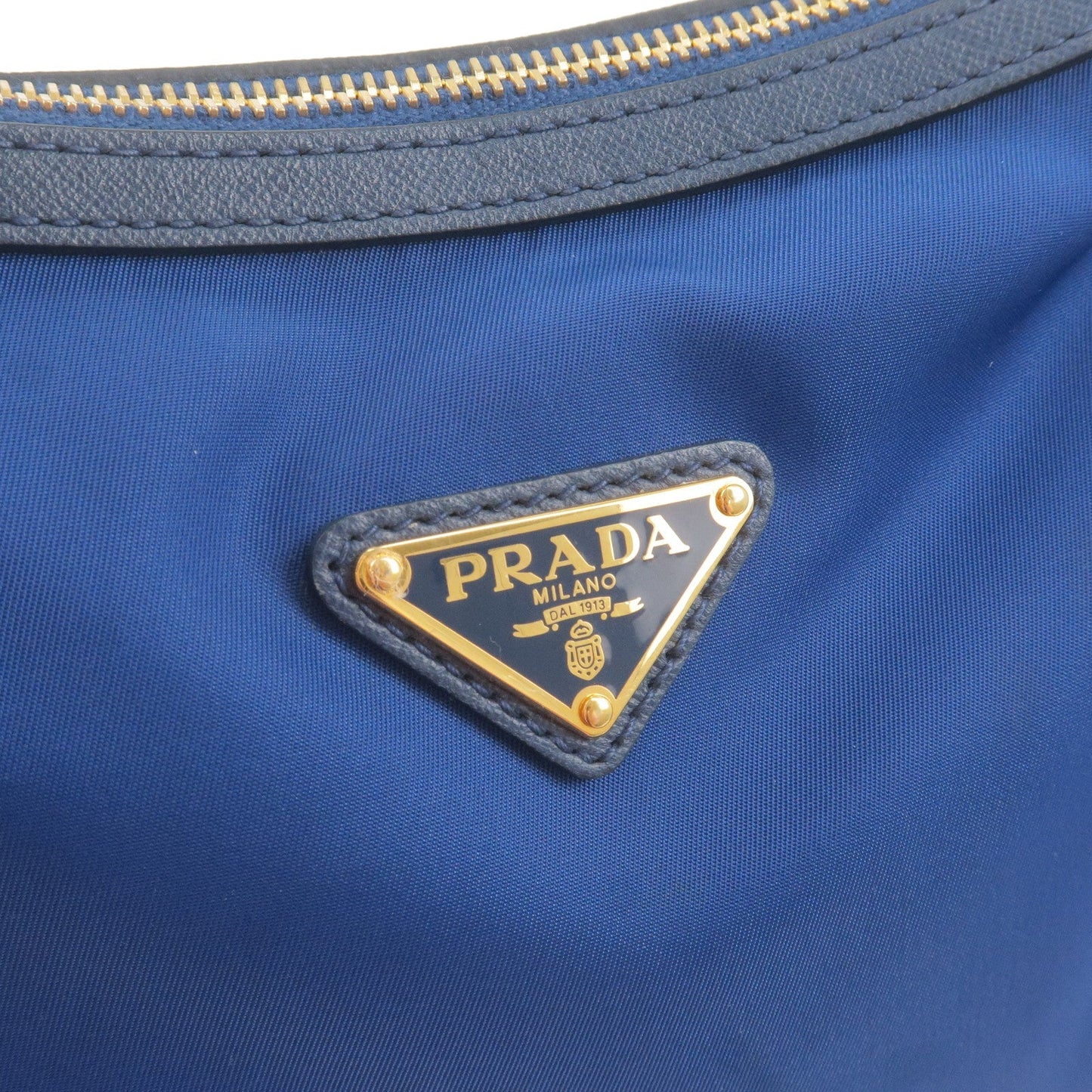 PRADA Logo Nylon Leather Shoulder Bag Blue BT0706