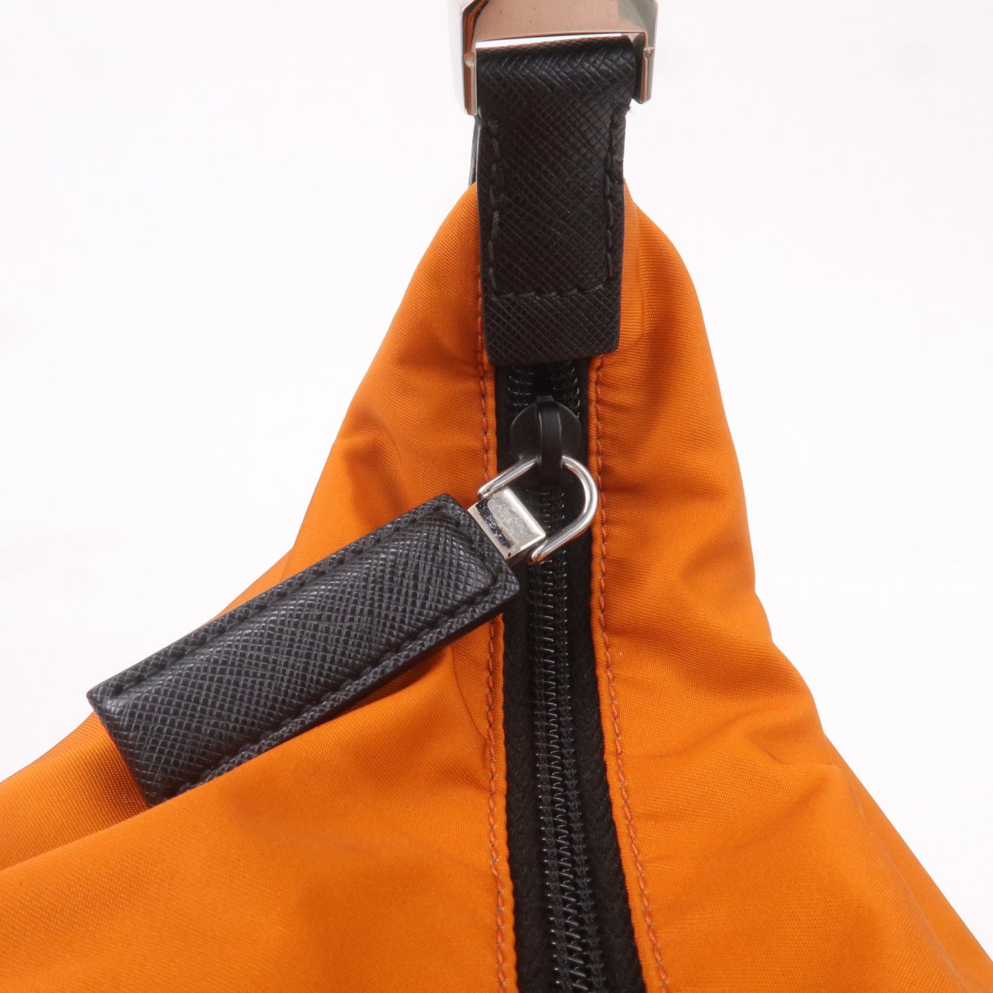 PRADA Leather Nylon Hand Bag  Shoulder Bag Orange Black