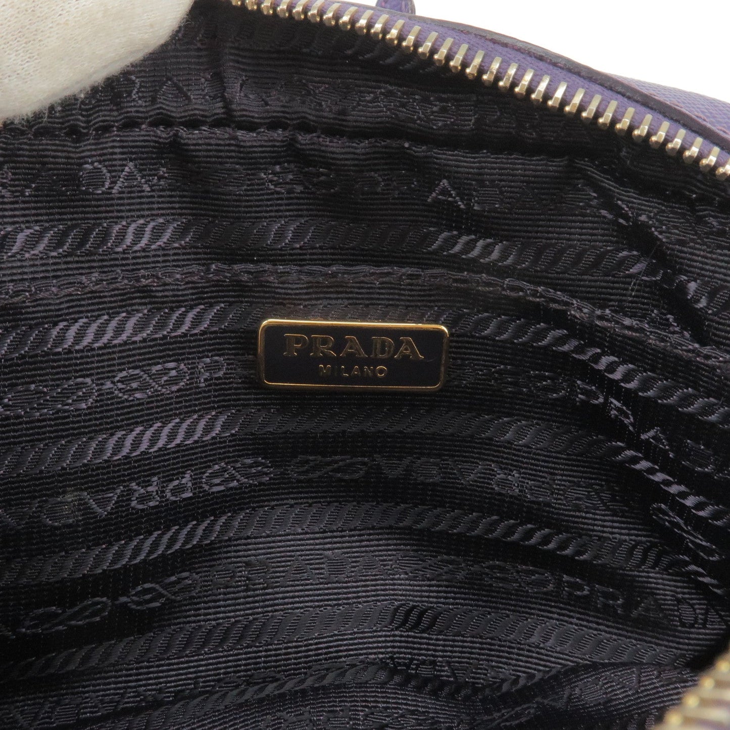 PRADA Logo Leather Mini Shoulder Bag 2Way Bag Pouch Purple