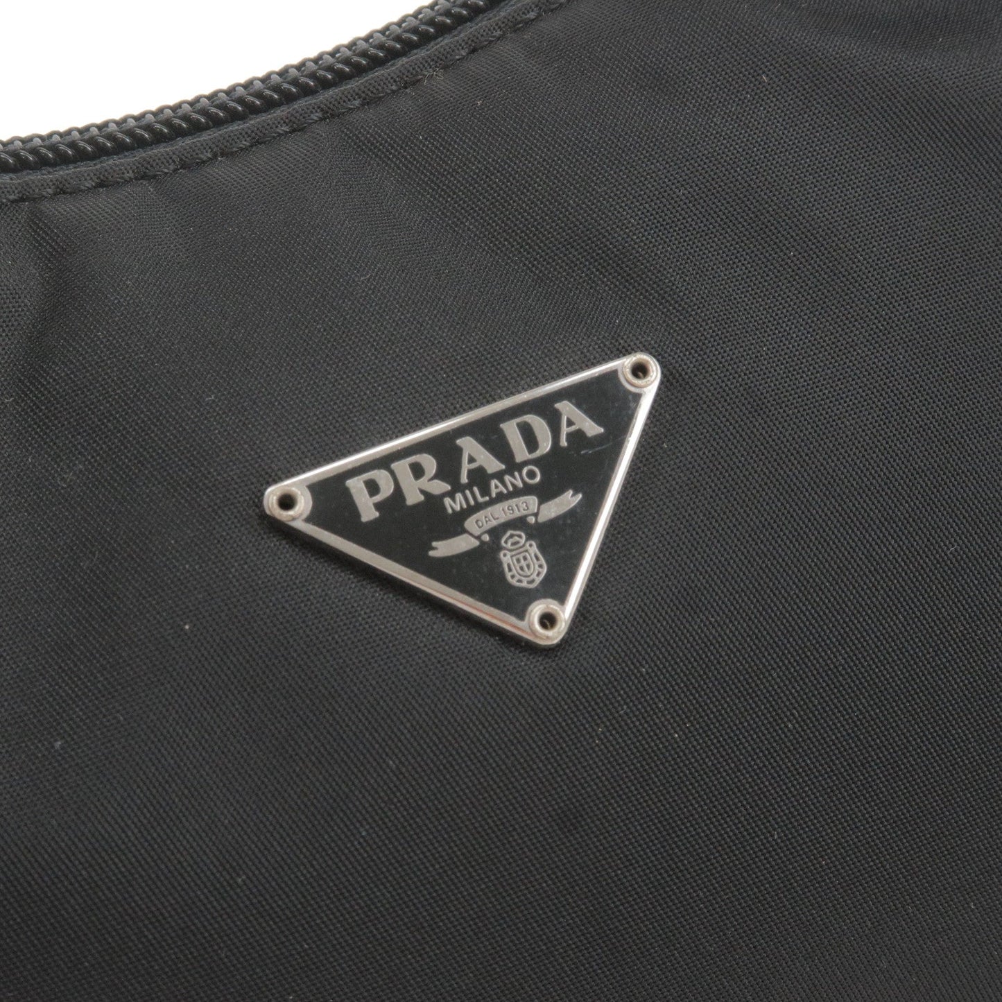 PRADA Logo Nylon Hand Bag Pouch Purse NERO Black