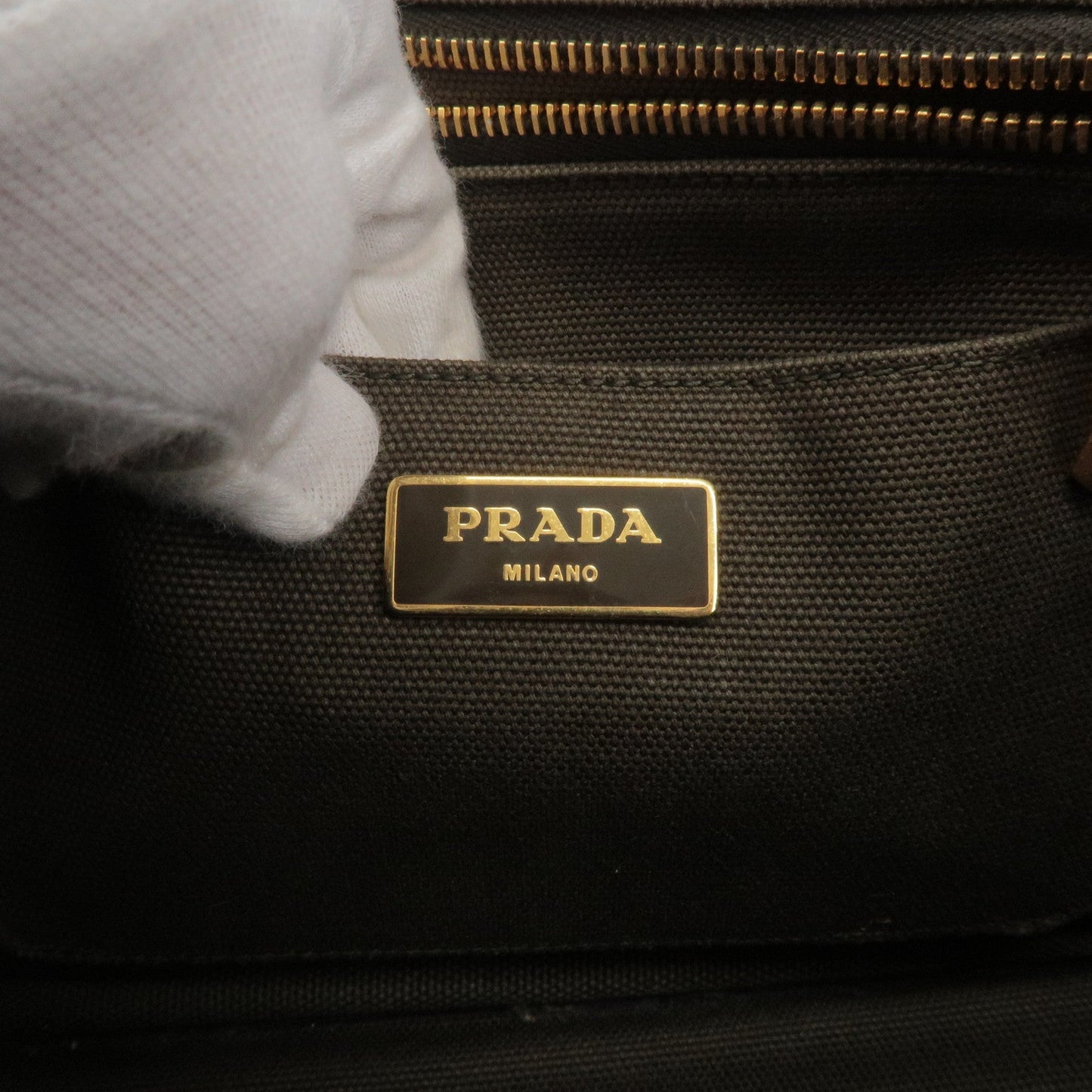 PRADA Canapa Mini Canvas 2Way Bag Hand Bag Khaki BN2439