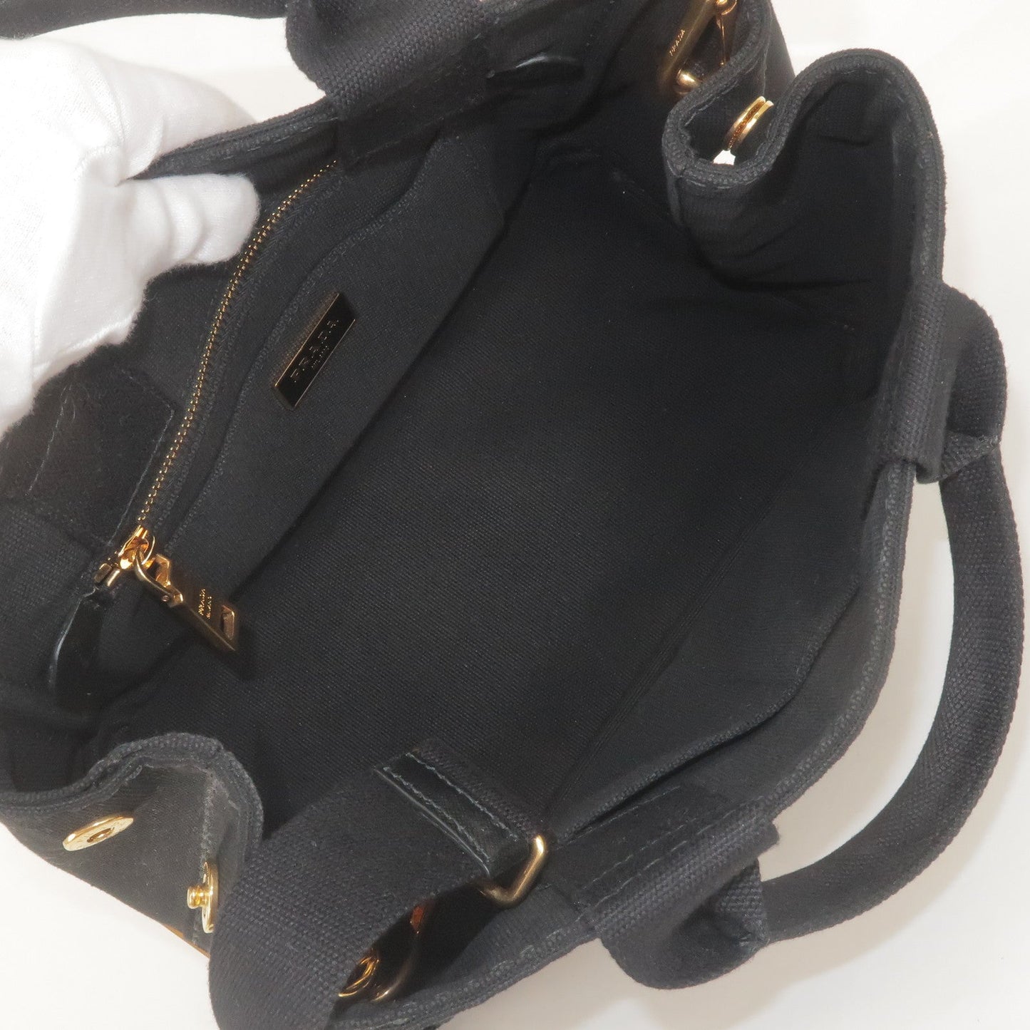 PRADA Canapa Mini Canvas 2Way Bag Shoulder Bag Black B2439G