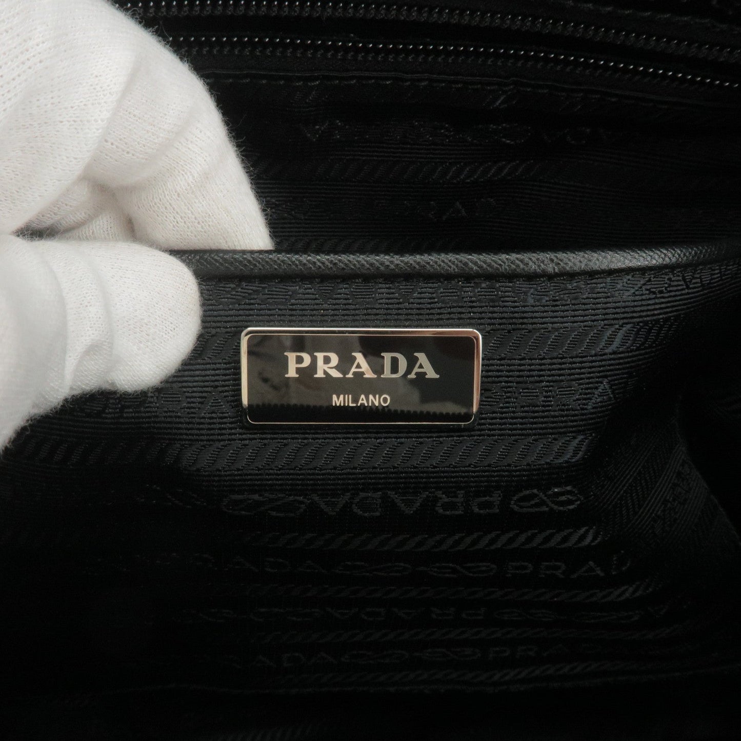 PRADA Logo Nylon Leather Shoulder Bag Crossbody Bag Black BT1738